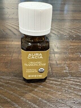 Aura Cacia Organic Frankincense 100% Pure Essential Oil .25 oz Brand New